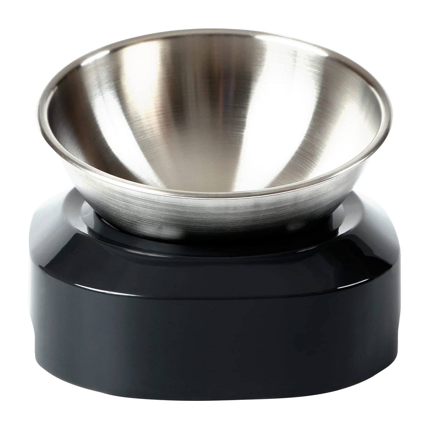 Cat Bowls with Stainless Steel, 15° & 0° Tilting Neck Protective Bowl Easy to Clean & Non-Slip Silicone Mat Raised Puppies Food Feeder for Pets, Cats Small Dogs and Food and Water Feeding
