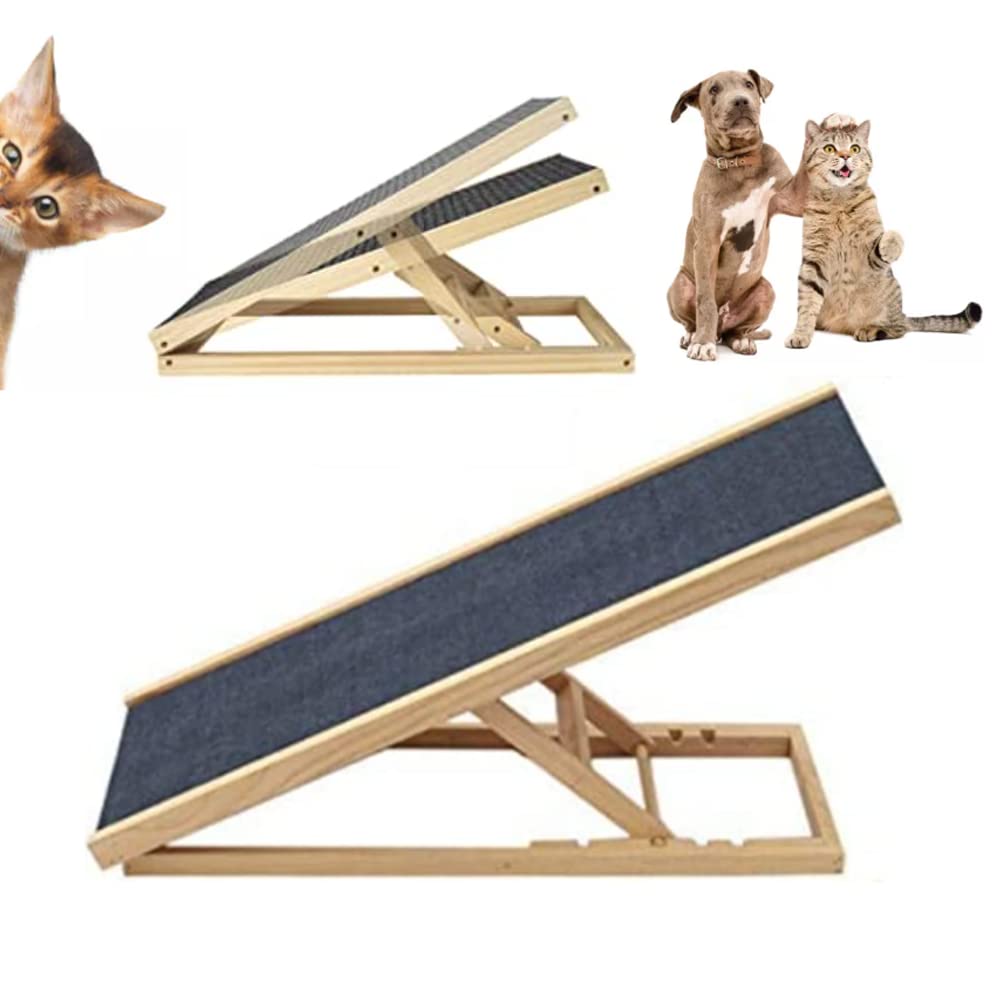 Car Dog Ramp 156cm Foldable Dog Ramps, Protable Stairs for Large Dogs Into a Car, SUV & Truck, Folding Pet Ramp Stairs Up to 90KG Pet Step, Anti-Slip Pad