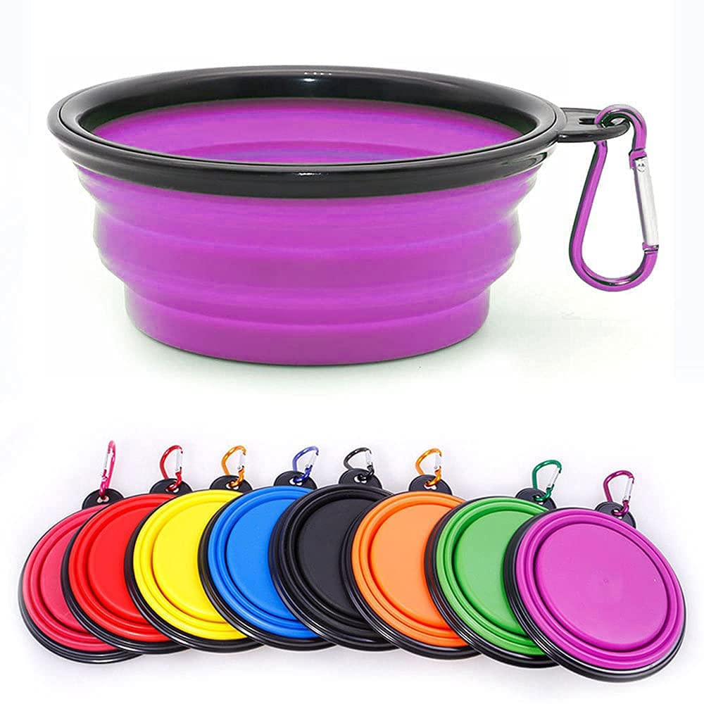 Collapsible Dog Bowl,Collapsible Dog Water Bowls for Cats Dogs, Portable Pet Feeding Watering Dish,Portable Dog Water Food Bowl with Carabiner (Small(350ML), Pink)