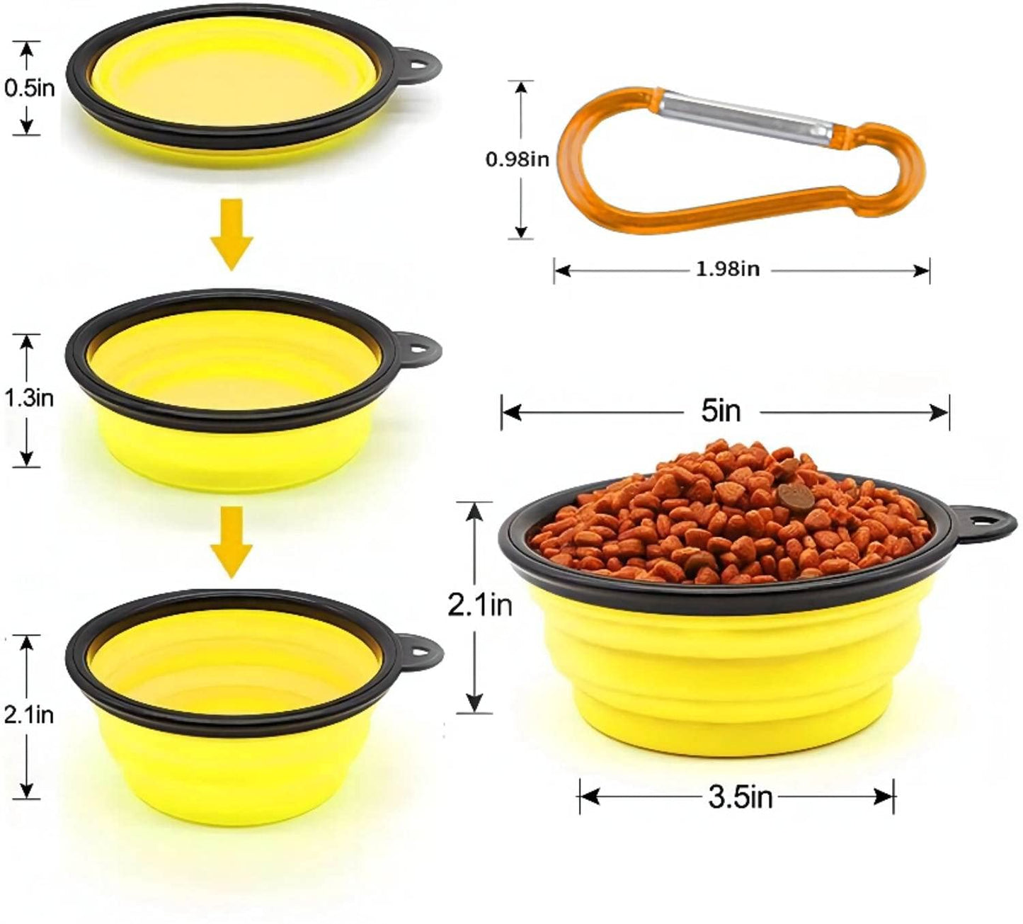 Collapsible Dog Bowl,Collapsible Dog Water Bowls for Cats Dogs, Portable Pet Feeding Watering Dish,Portable Dog Water Food Bowl with Carabiner (Small(350ML), Pink)