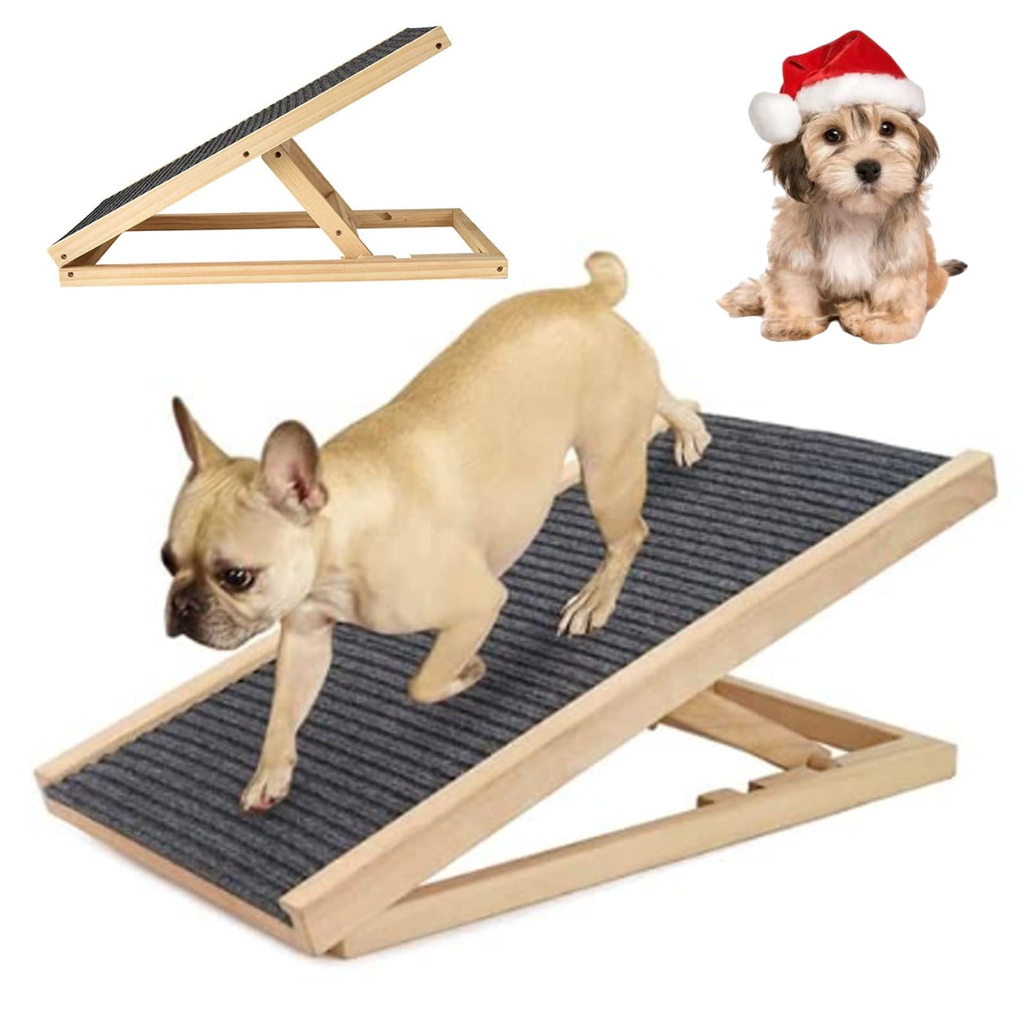 Car Dog Ramp 156cm Foldable Dog Ramps, Protable Stairs for Large Dogs Into a Car, SUV & Truck, Folding Pet Ramp Stairs Up to 90KG Pet Step, Anti-Slip Pad