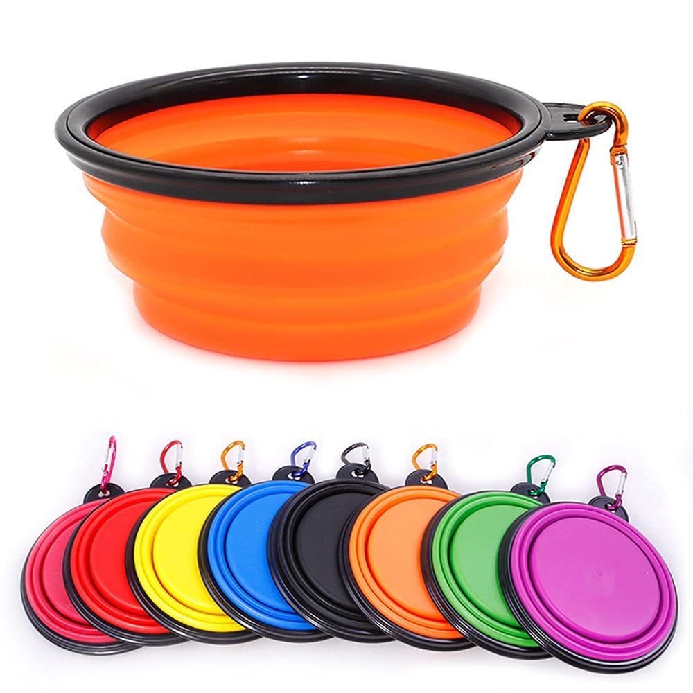 Collapsible Dog Bowl,Collapsible Dog Water Bowls for Cats Dogs, Portable Pet Feeding Watering Dish,Portable Dog Water Food Bowl with Carabiner (Small(350ML), Pink)