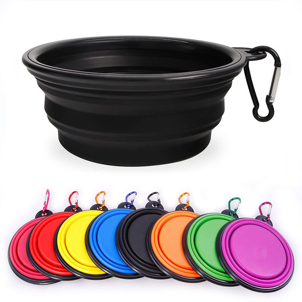 Collapsible Dog Bowl,Collapsible Dog Water Bowls for Cats Dogs, Portable Pet Feeding Watering Dish,Portable Dog Water Food Bowl with Carabiner (Small(350ML), Pink)
