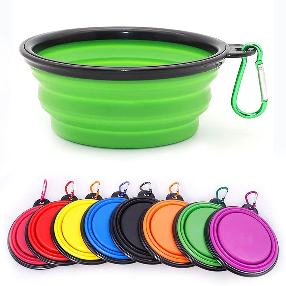 Collapsible Dog Bowl,Collapsible Dog Water Bowls for Cats Dogs, Portable Pet Feeding Watering Dish,Portable Dog Water Food Bowl with Carabiner (Small(350ML), Pink)
