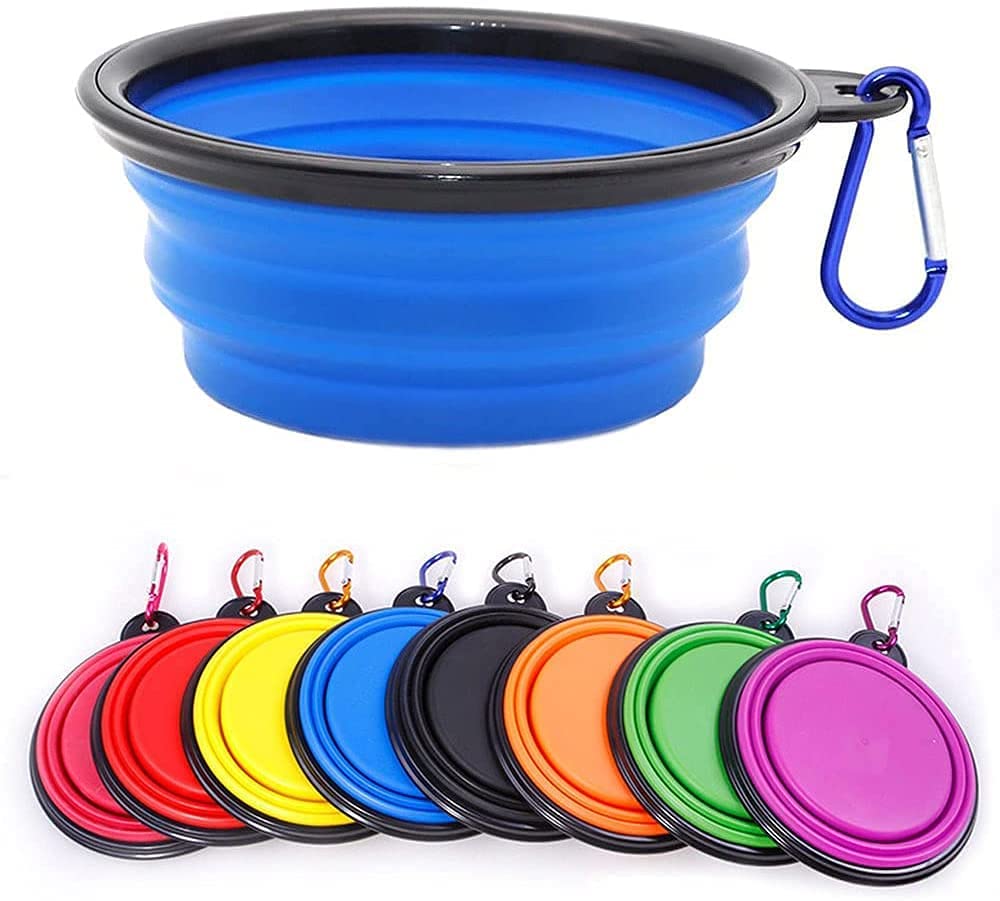 Collapsible Dog Bowl,Collapsible Dog Water Bowls for Cats Dogs, Portable Pet Feeding Watering Dish,Portable Dog Water Food Bowl with Carabiner (Small(350ML), Pink)
