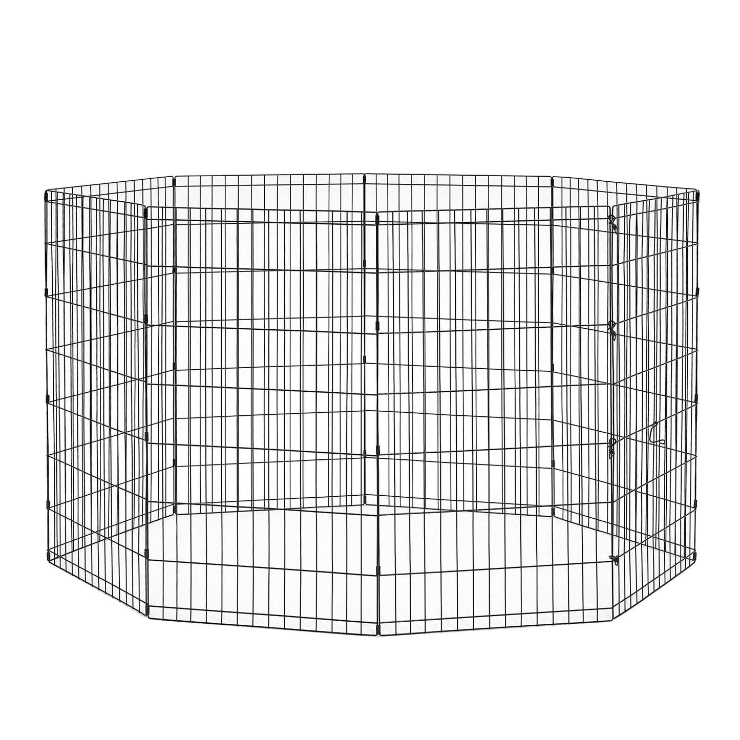 New World Folding Metal Dog Exercise Pen and Pet Playpen with No Door, Includes Grounding Stakes and Provides 1.5 Meters of Play Space, 76cm Tall, Black E-Coated