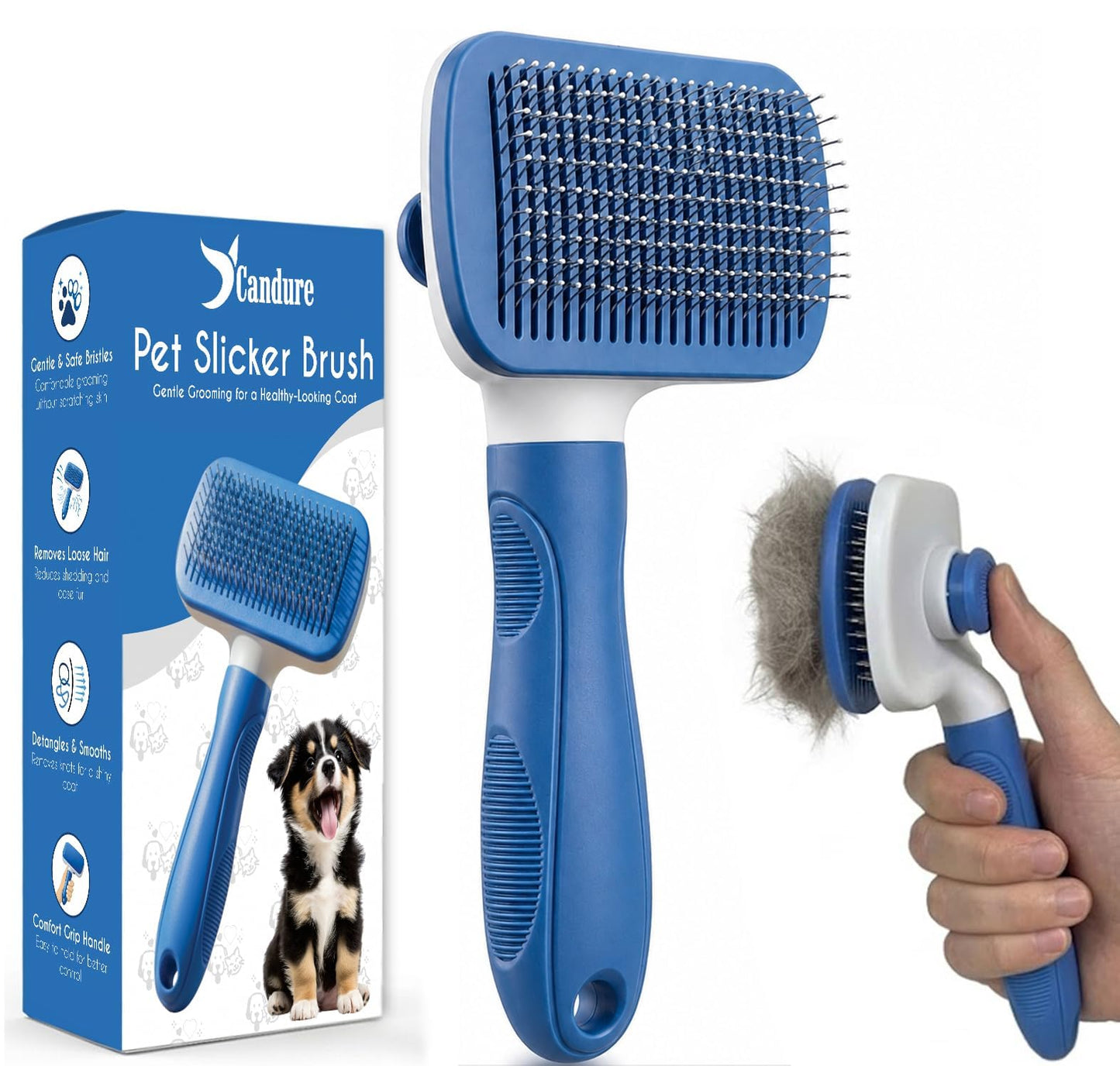 Candure Dematting Comb for Dog and Cat, Pet Grooming Rake and Brushes for Small, Medium & Large Dogs 17+9 Double Sided Deshedding Tool Removes Knots and Tangled Hair (Pink)