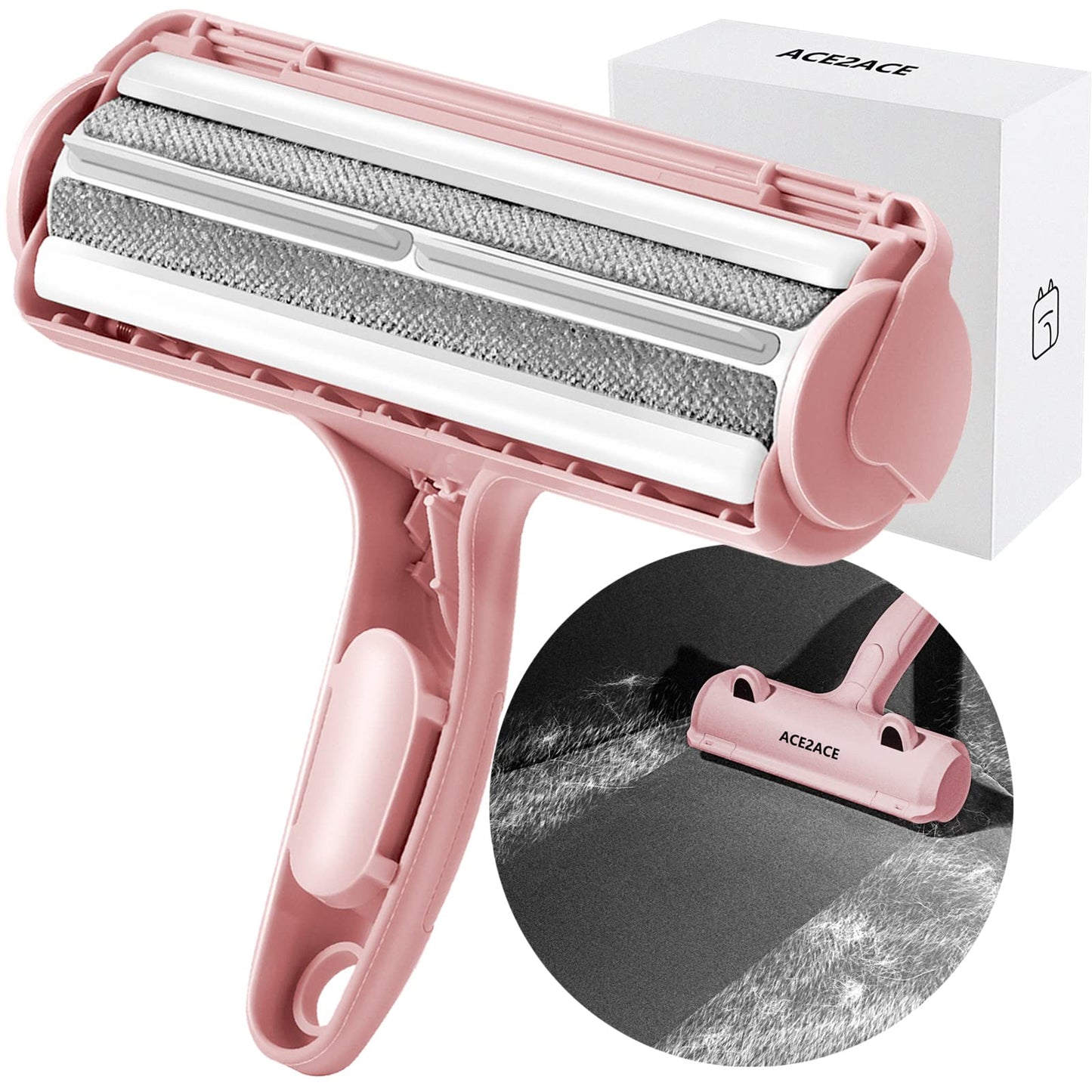 ACE2ACE Pet Hair Remover Roller, Reusable Animal Hair Removal Brush | Dog Cats Fur Removal Tool for Carpet, Furniture, Rugs, Stairs, Bedding,Sofa,Pet Beds Mats and Cat Tree