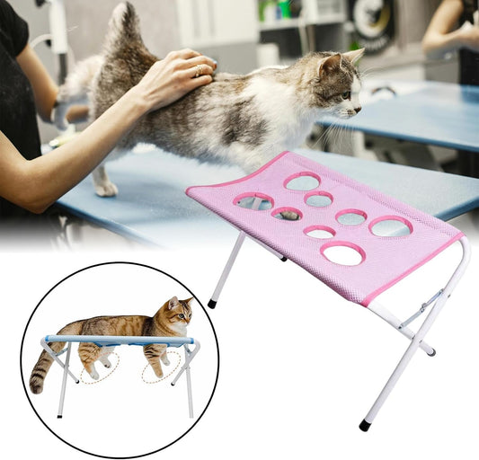Dog Cat Grooming Harness with Frame Stand, Pet Grooming Hammock, Pink | Foldable, No-Sit, Mesh, Portable, Breathable, Heavy Duty Pet Grooming Sling for Small Dogs Pets Nail Trimming Home Use