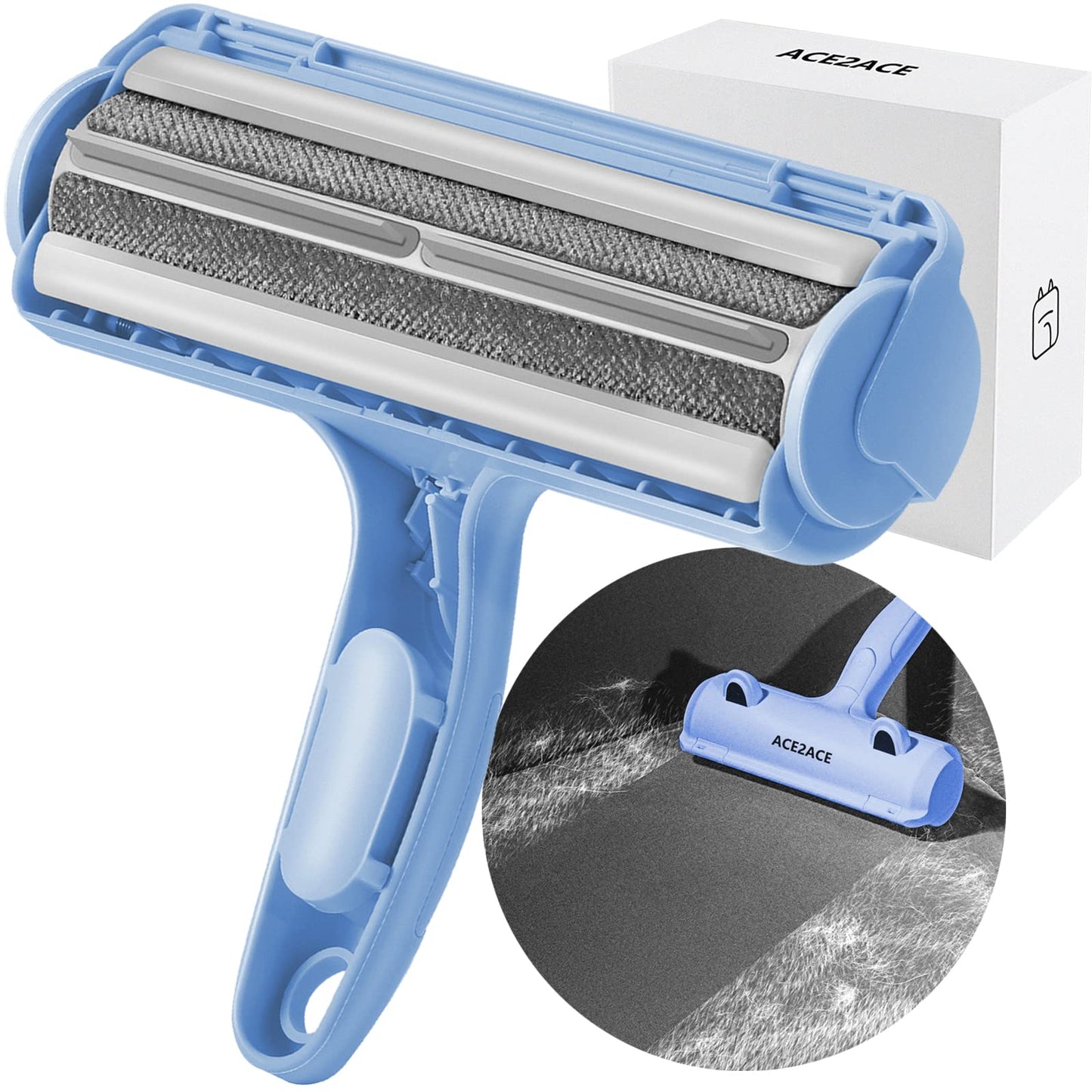 ACE2ACE Pet Hair Remover Roller, Reusable Animal Hair Removal Brush | Dog Cats Fur Removal Tool for Carpet, Furniture, Rugs, Stairs, Bedding,Sofa,Pet Beds Mats and Cat Tree