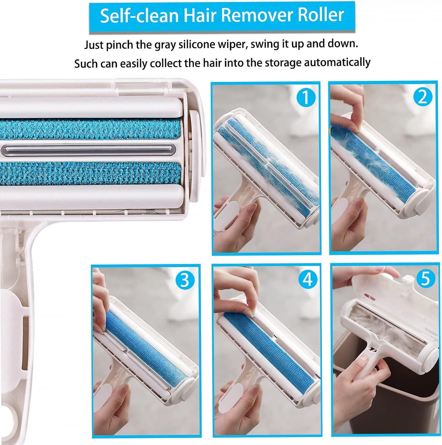 ACE2ACE Pet Hair Remover Roller, Reusable Animal Hair Removal Brush | Dog Cats Fur Removal Tool for Carpet, Furniture, Rugs, Stairs, Bedding,Sofa,Pet Beds Mats and Cat Tree