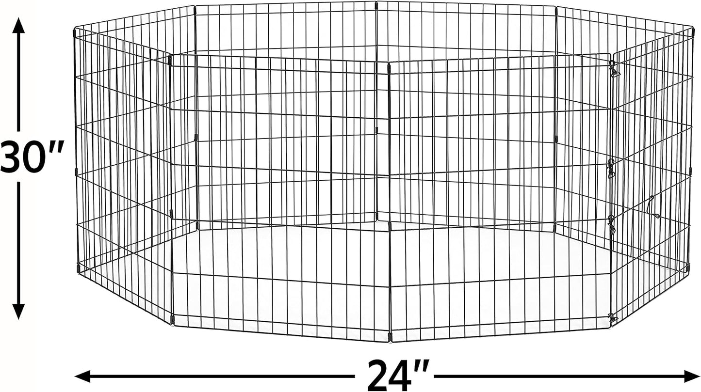 New World Folding Metal Dog Exercise Pen and Pet Playpen with No Door, Includes Grounding Stakes and Provides 1.5 Meters of Play Space, 76cm Tall, Black E-Coated