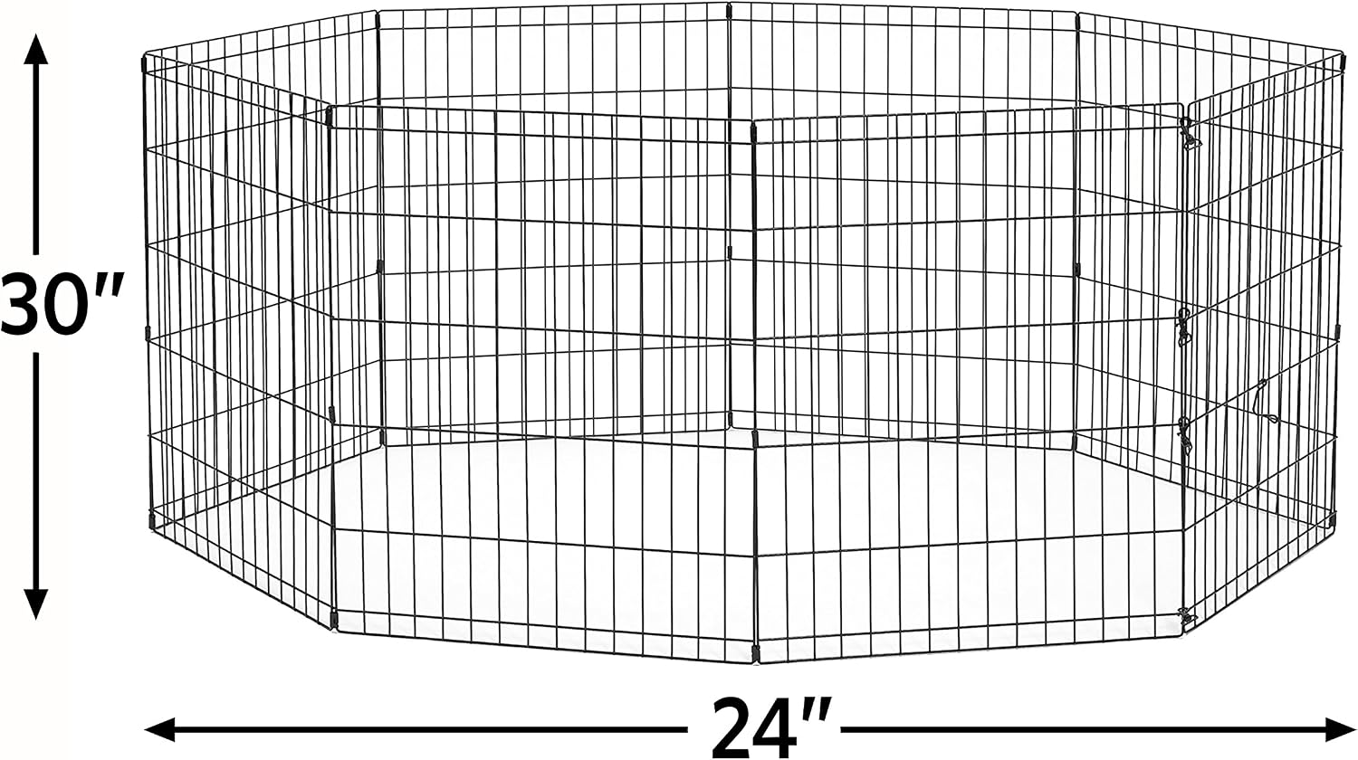 New World Folding Metal Dog Exercise Pen and Pet Playpen with No Door, Includes Grounding Stakes and Provides 1.5 Meters of Play Space, 76cm Tall, Black E-Coated