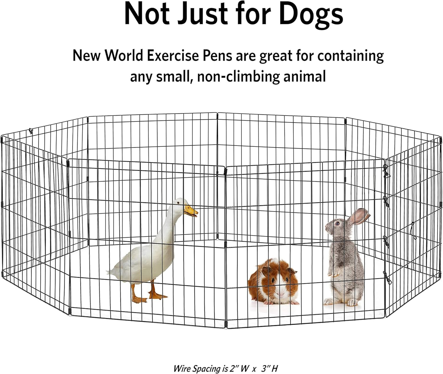 New World Folding Metal Dog Exercise Pen and Pet Playpen with No Door, Includes Grounding Stakes and Provides 1.5 Meters of Play Space, 76cm Tall, Black E-Coated