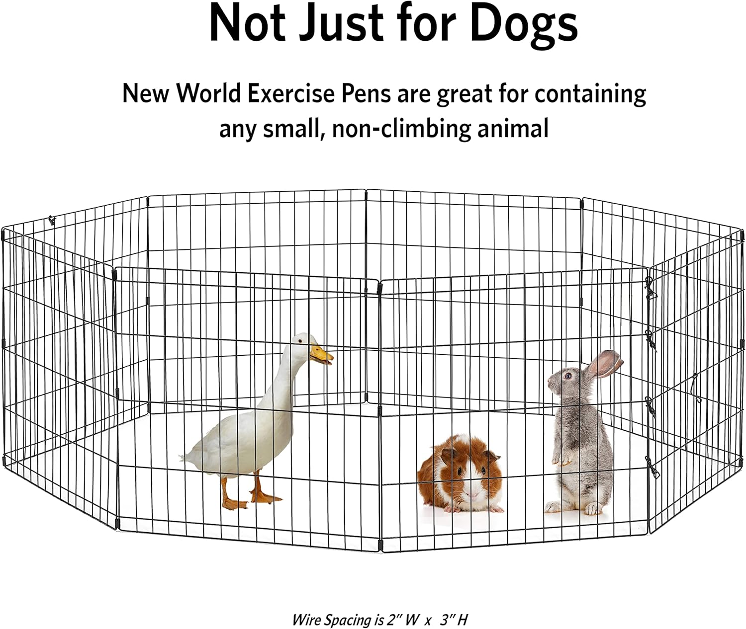 New World Folding Metal Dog Exercise Pen and Pet Playpen with No Door, Includes Grounding Stakes and Provides 1.5 Meters of Play Space, 76cm Tall, Black E-Coated